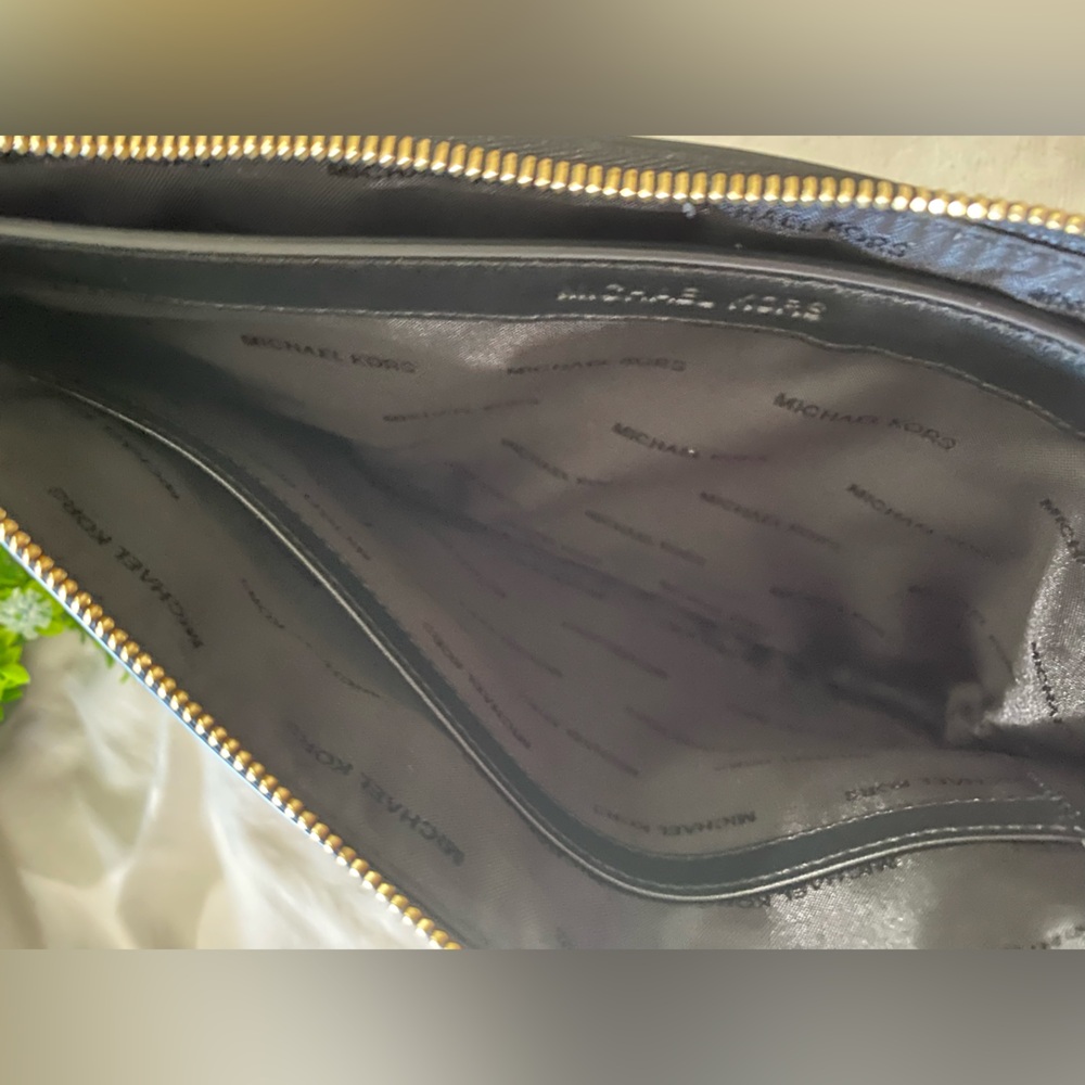 Michael Kors Black and Gold Floral Clutch Wristlet - Picture 5 of 7